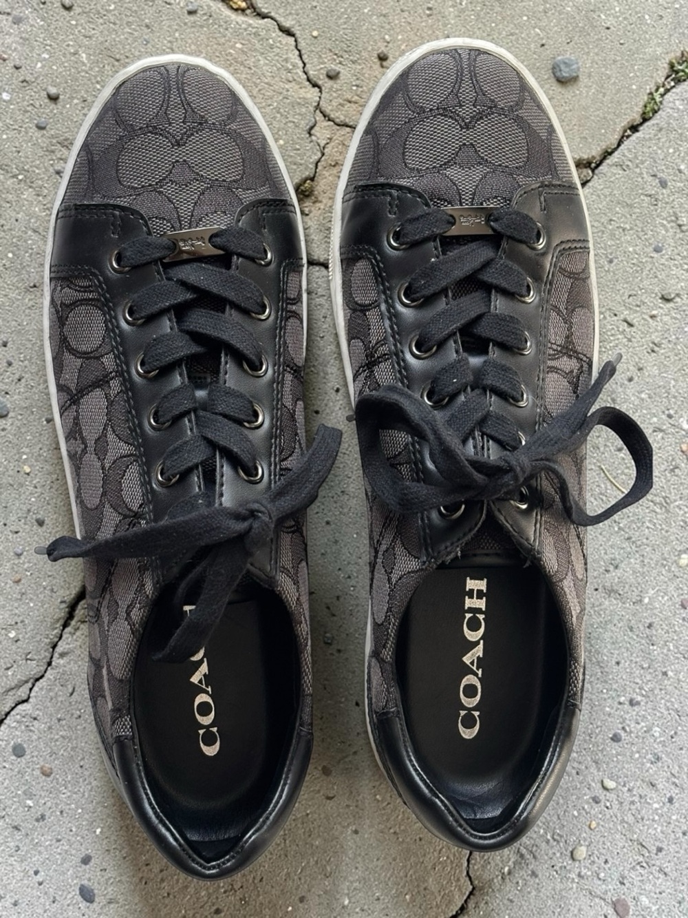 Coach Paddy low top lace-up fashion sneaker smoke/coal/black | size 9 B